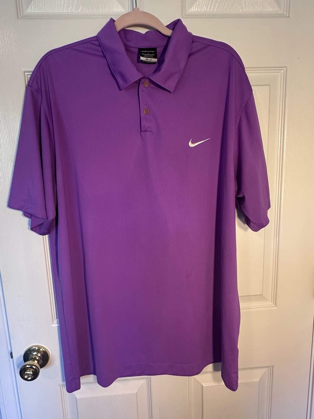 Nike Golf Dri Fit Men’s XL Bright Purple Solid Knit Polo Short Sleeve